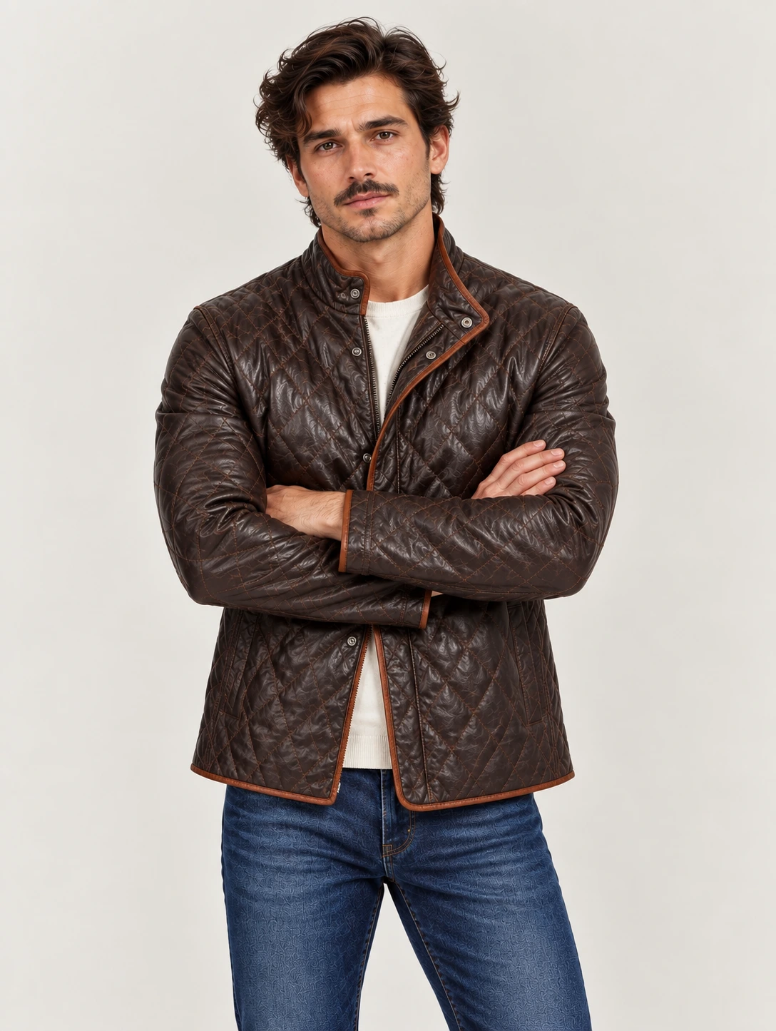 Men's Diamond Quilted Leather Jacket
