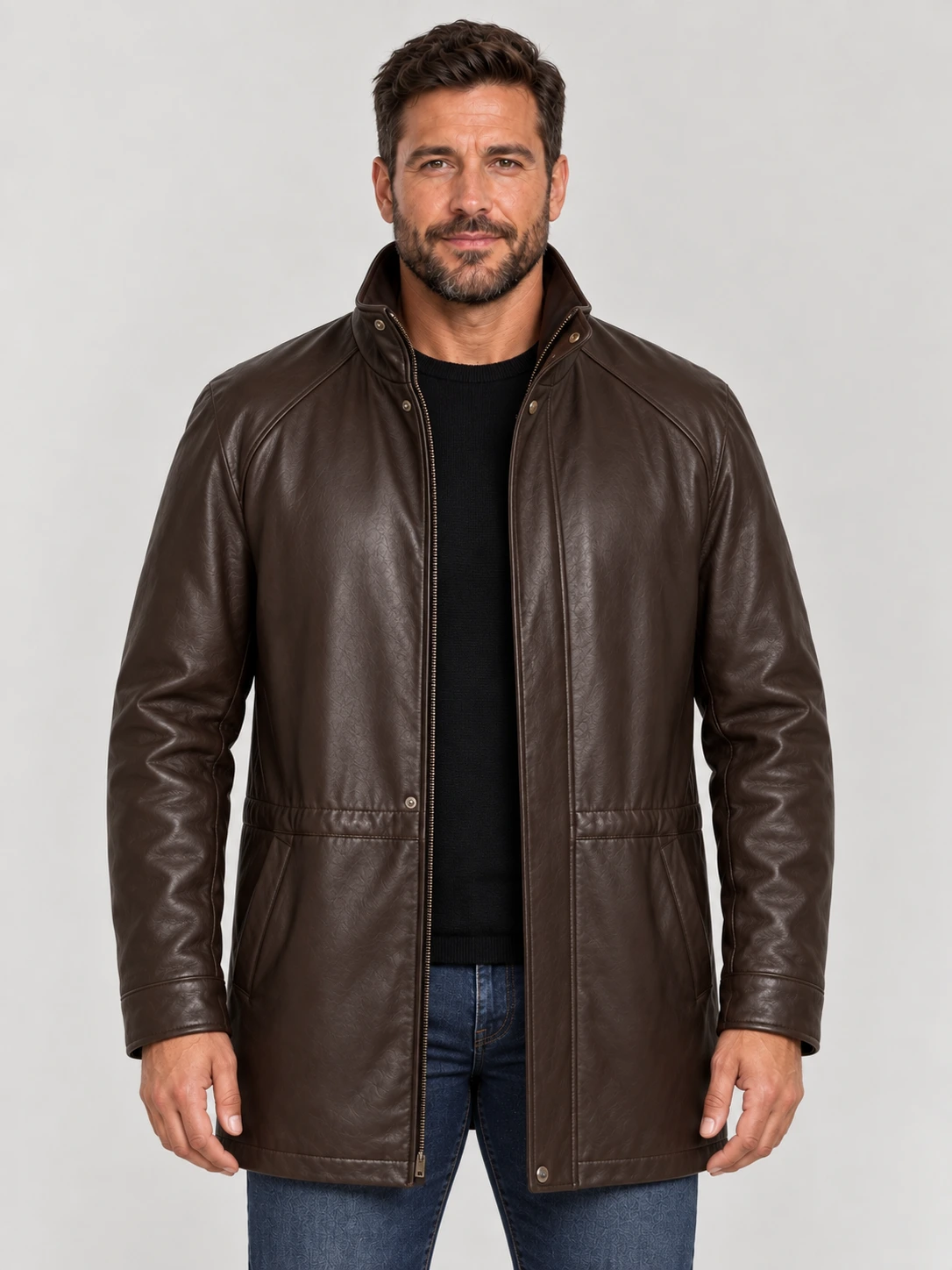 Men's Classic leather Car Coat