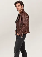 Men's Brown Archetype 1930s D-Pocket Motorcycle Jacket