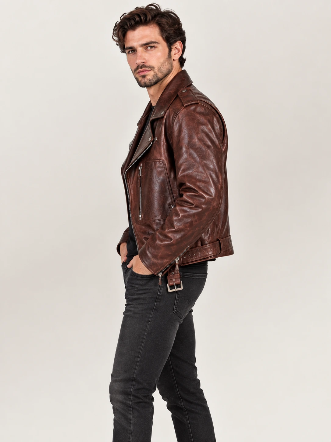 Men's Brown Archetype 1930s D-Pocket Motorcycle Jacket