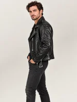 Men's Black Archetype 1930s D-Pocket Motorcycle Jacket