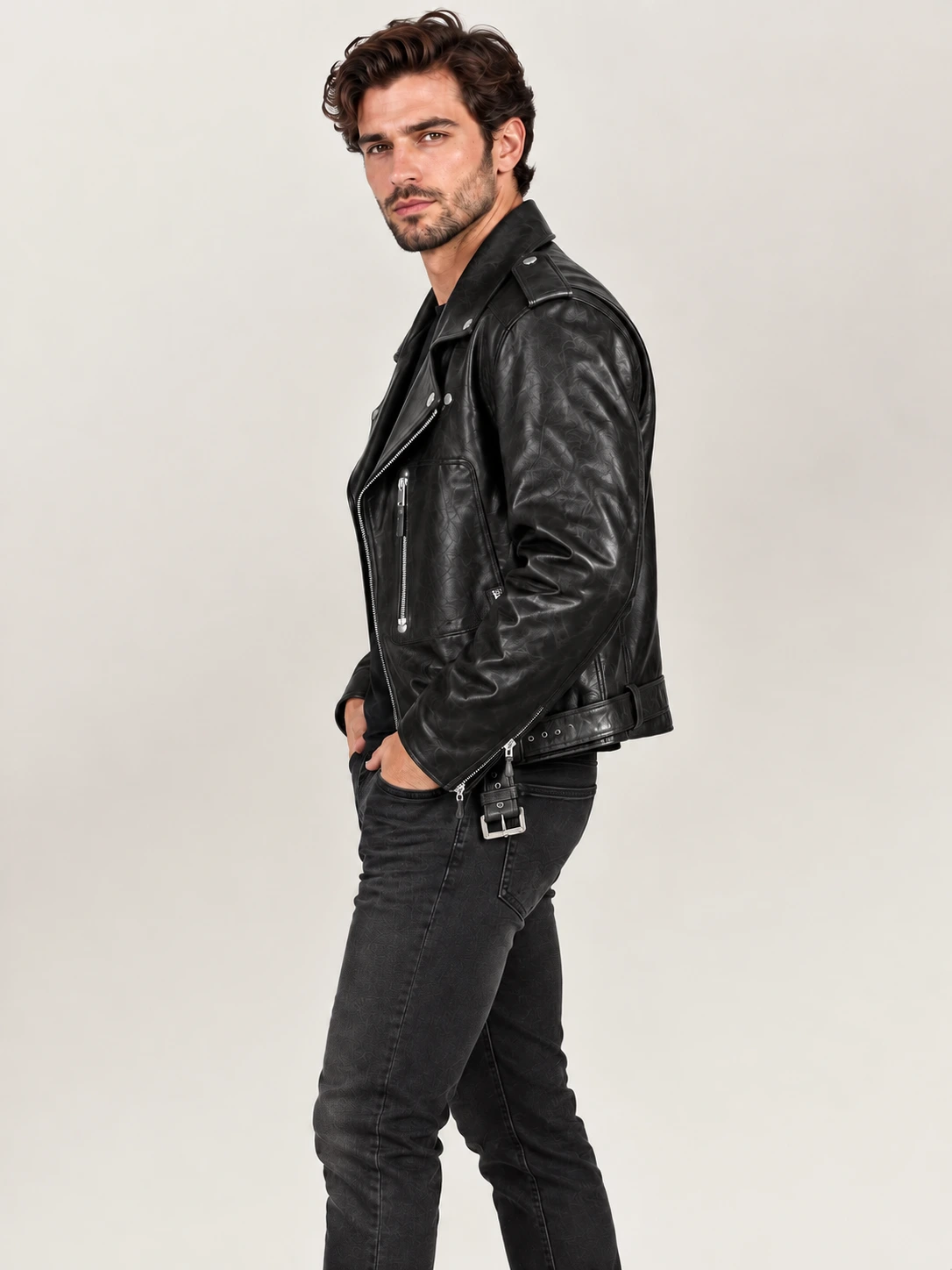 Men's Black Archetype 1930s D-Pocket Motorcycle Jacket