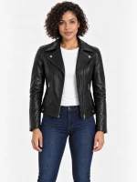 Women's Genuine Sheepskin Leather Biker Jacket