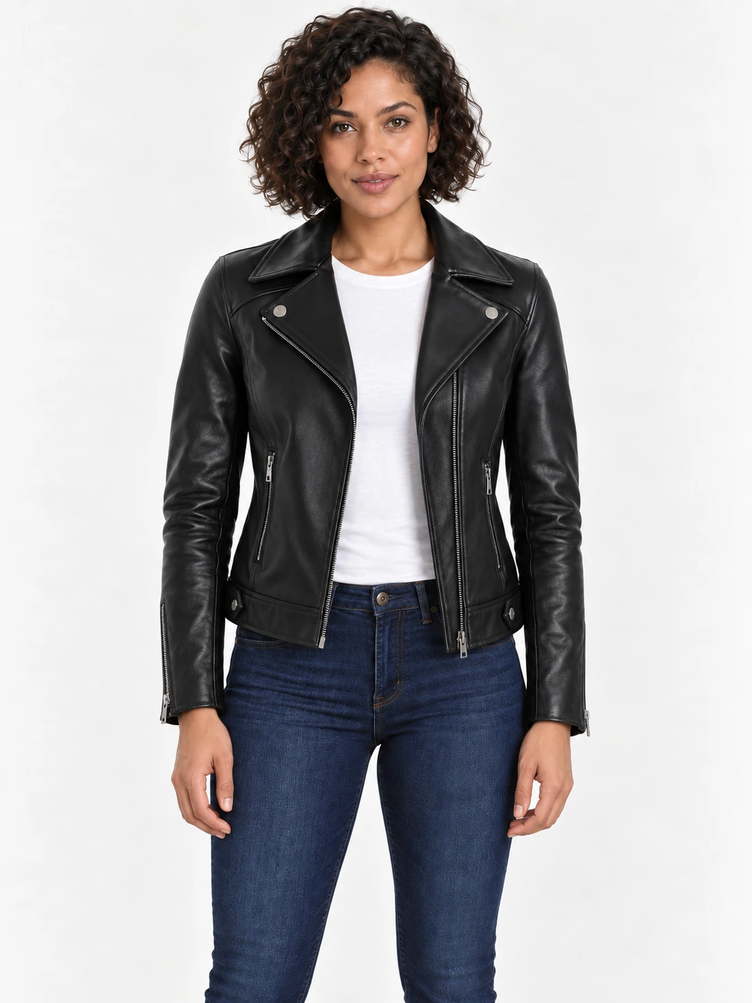 Women's Genuine Sheepskin Leather Biker Jacket
