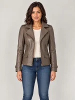 Women's Rugged Distressed Vintage Style Leather Jacket