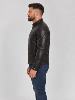Men's Stand UP Collar Genuine Leather Jacket