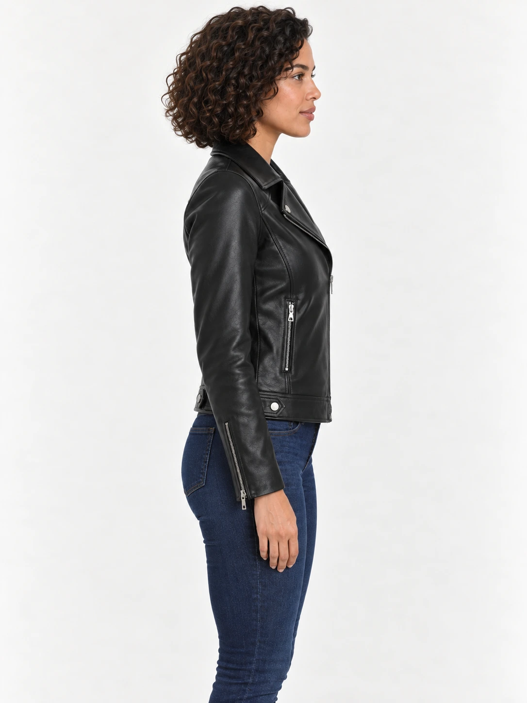 Women's Genuine Sheepskin Leather Biker Jacket