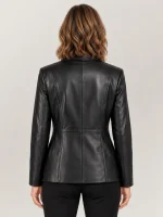 Women's Misses Fit Three Button Leather Jacket