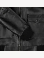 Men's Black Fur Collar Flight Leather Jacket