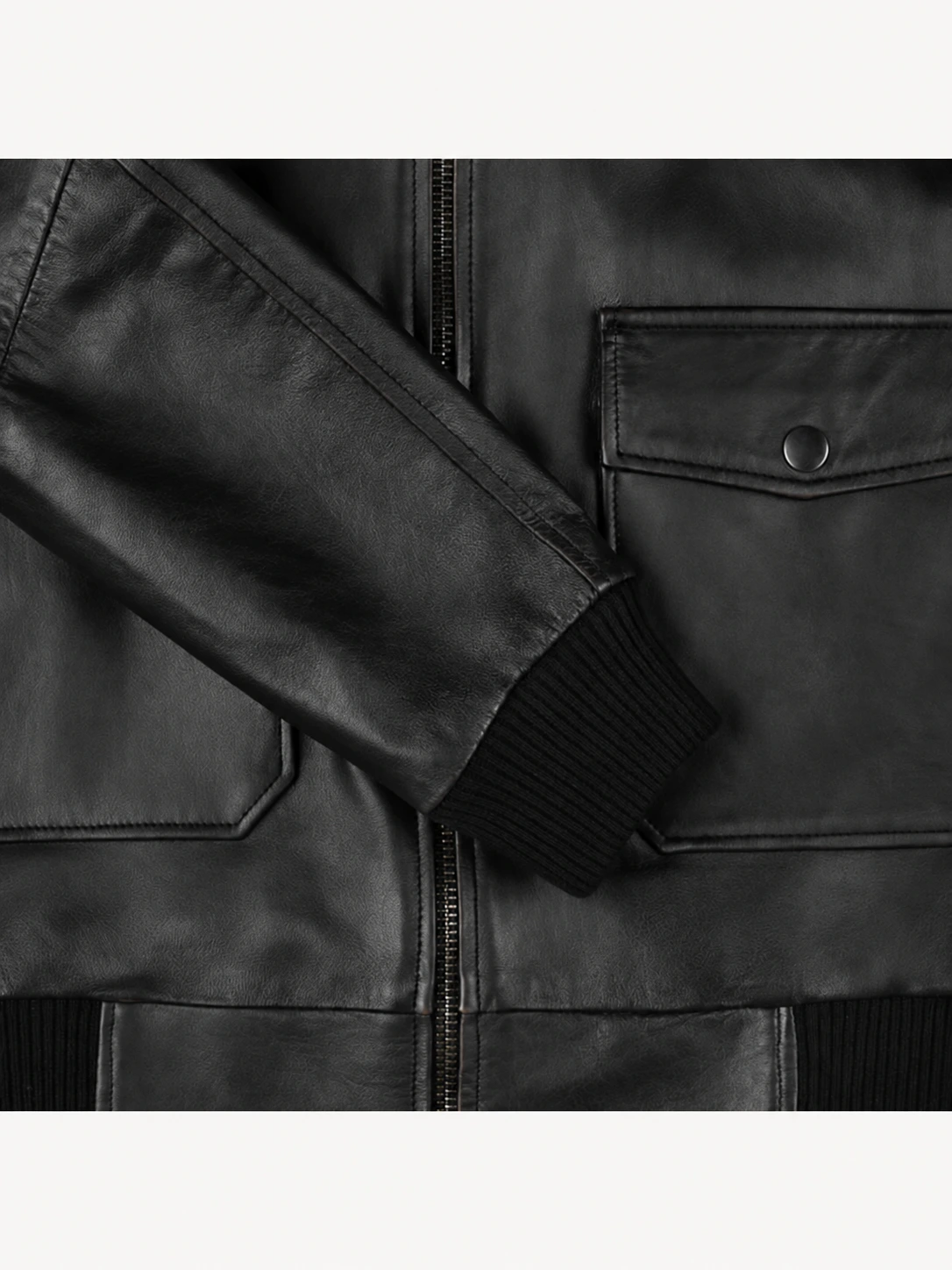 Men's Black Fur Collar Flight Leather Jacket