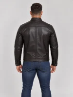 Men's Stand UP Collar Genuine Leather Jacket