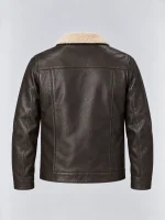Men's Sheep Skin Leather Bomber Jacket with Shearling Collar