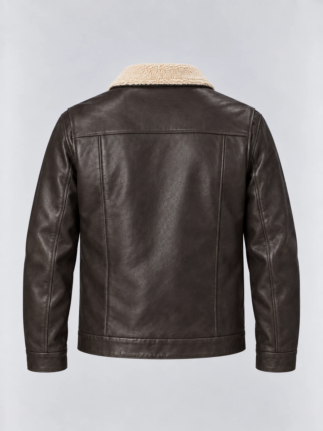 Men's Sheep Skin Leather Bomber Jacket with Shearling Collar