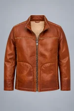 Men's Funnel Collar Leather jacket