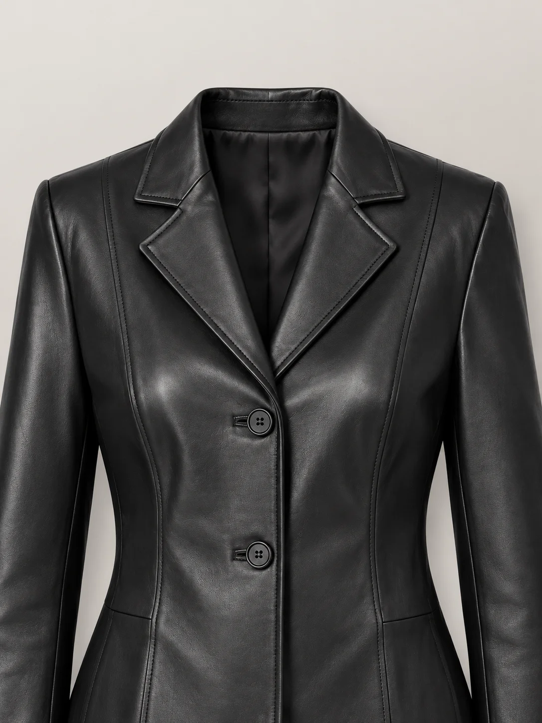 Women's Misses Fit Three Button Leather Jacket