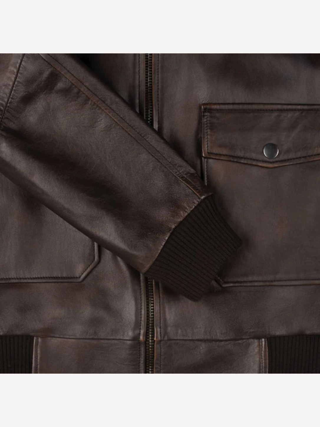 Men's Black Coffee Fur Collar Flight Leather Jacket