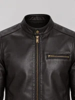 Men's Stand UP Collar Genuine Leather Jacket