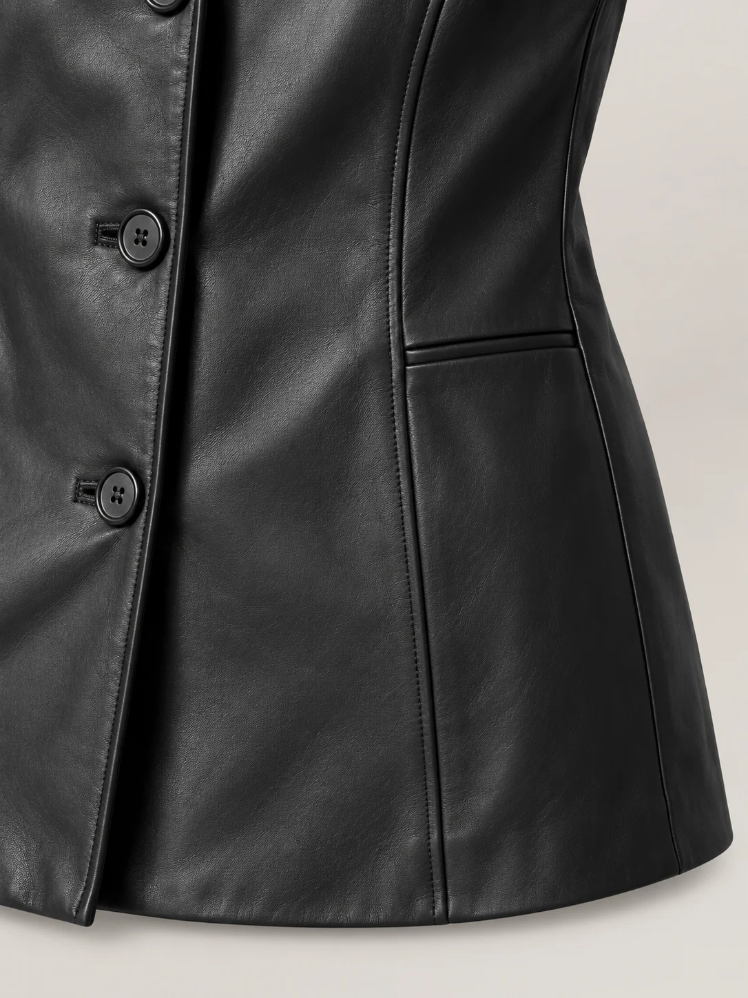 Women's Misses Fit Three Button Leather Jacket