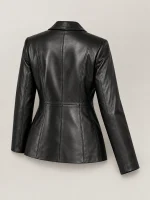 Women's Misses Fit Three Button Leather Jacket