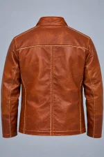 Men's Funnel Collar Leather jacket
