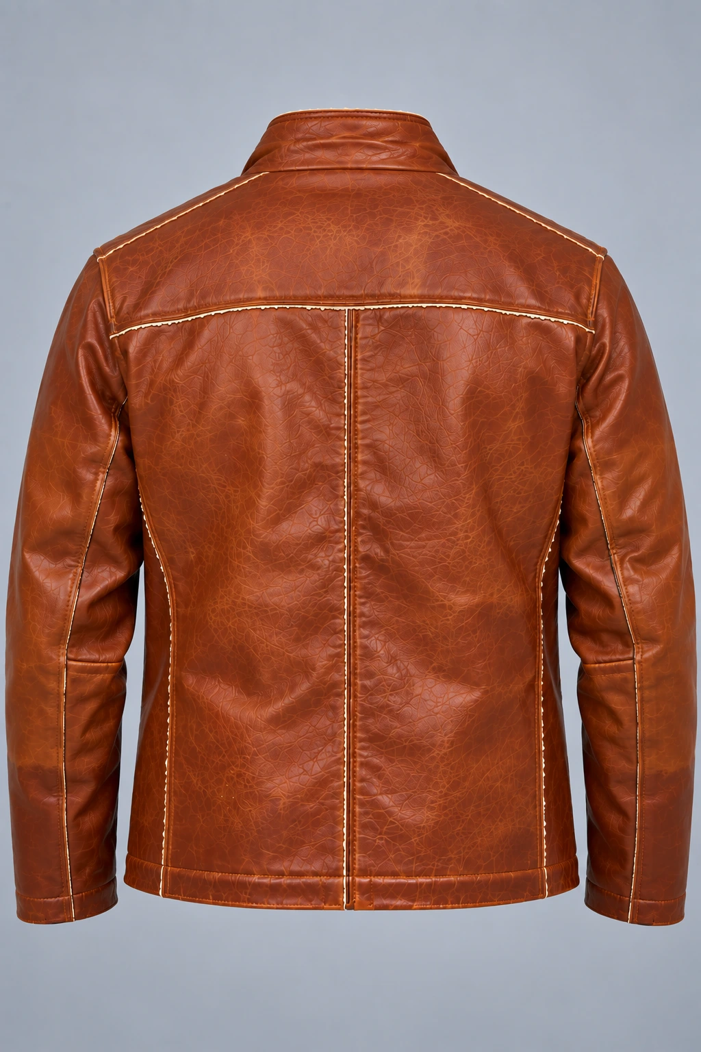Men's Funnel Collar Leather jacket