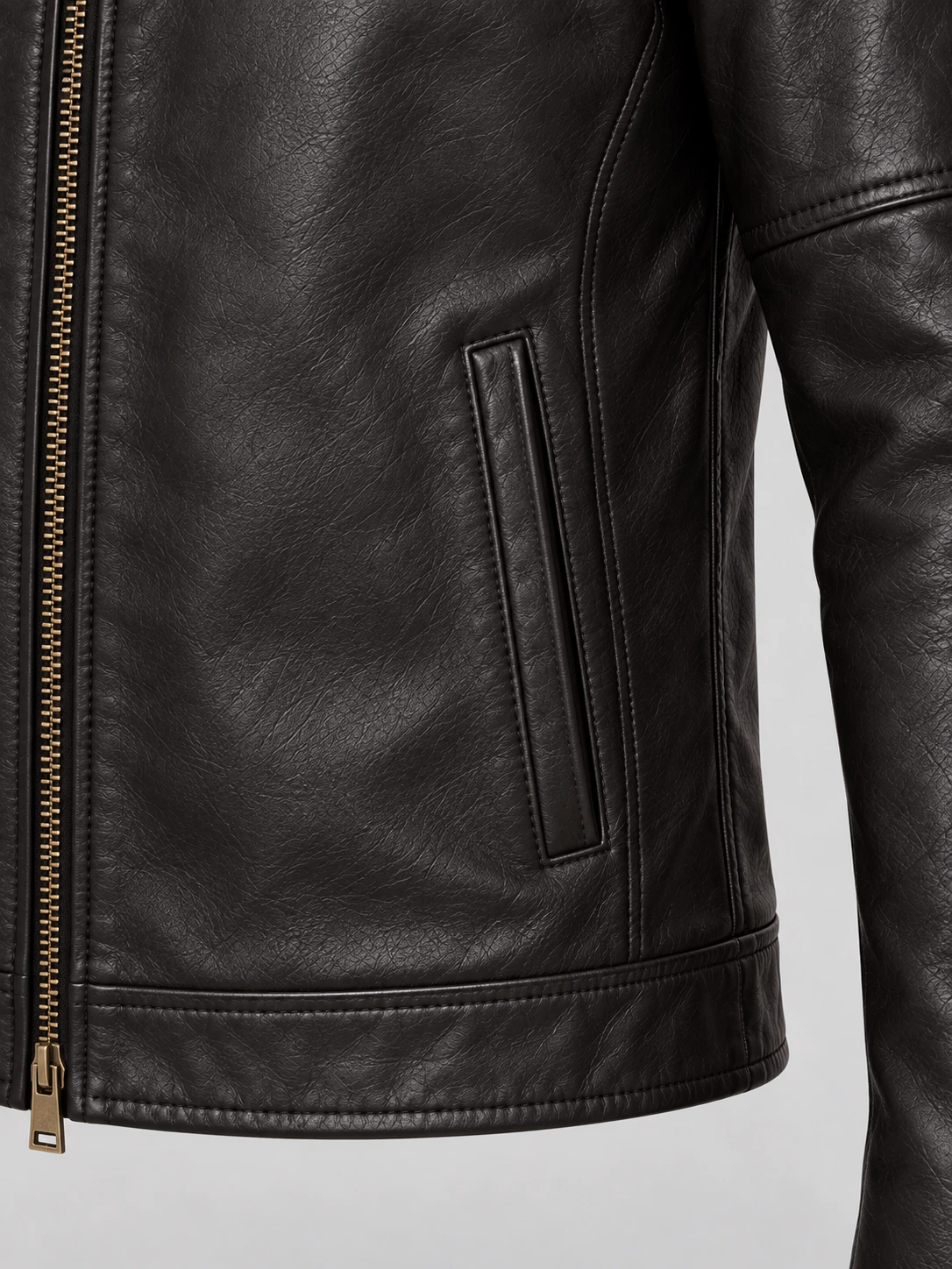 Men's Stand UP Collar Genuine Leather Jacket