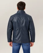 Men's Washed Car Coat with Contrast Placket