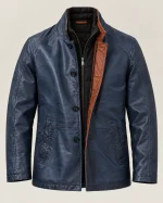 Men's Washed Car Coat with Contrast Placket