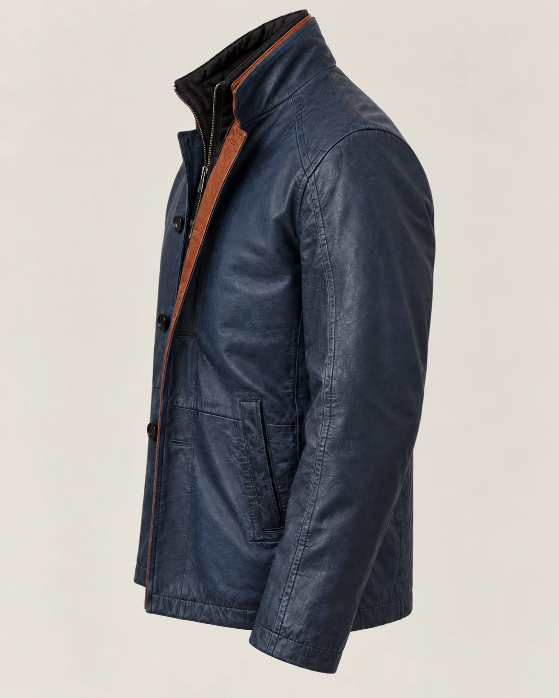 Men's Washed Car Coat with Contrast Placket
