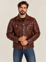 Men's Pinnacle Vintage Trucker Cowhide Leather Jacket