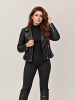 Women's Black Leather Biker Jacket