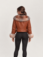 Women's Brown Shearling Cognac Leather Jacket