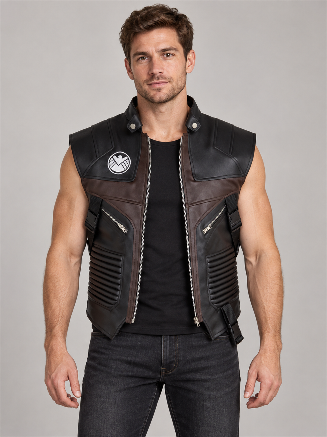 Men's Hawkeye Halloween Black and Brown Tactical Vest