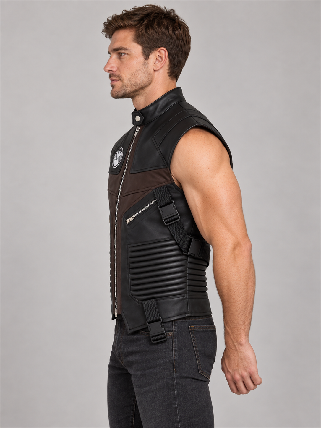 Men's Hawkeye Halloween Black and Brown Tactical Vest