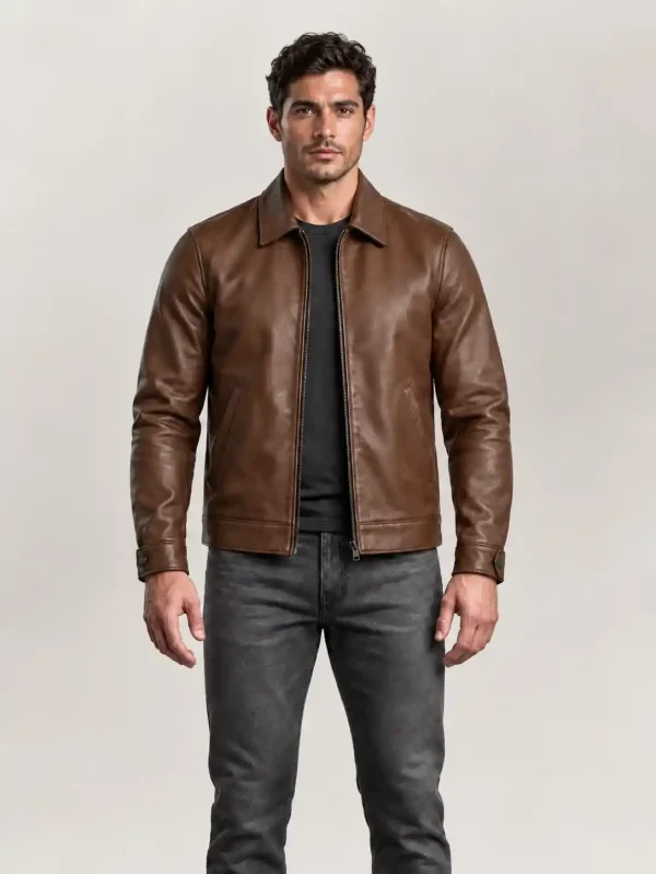Men's Walnut Keanu Leather Jacket