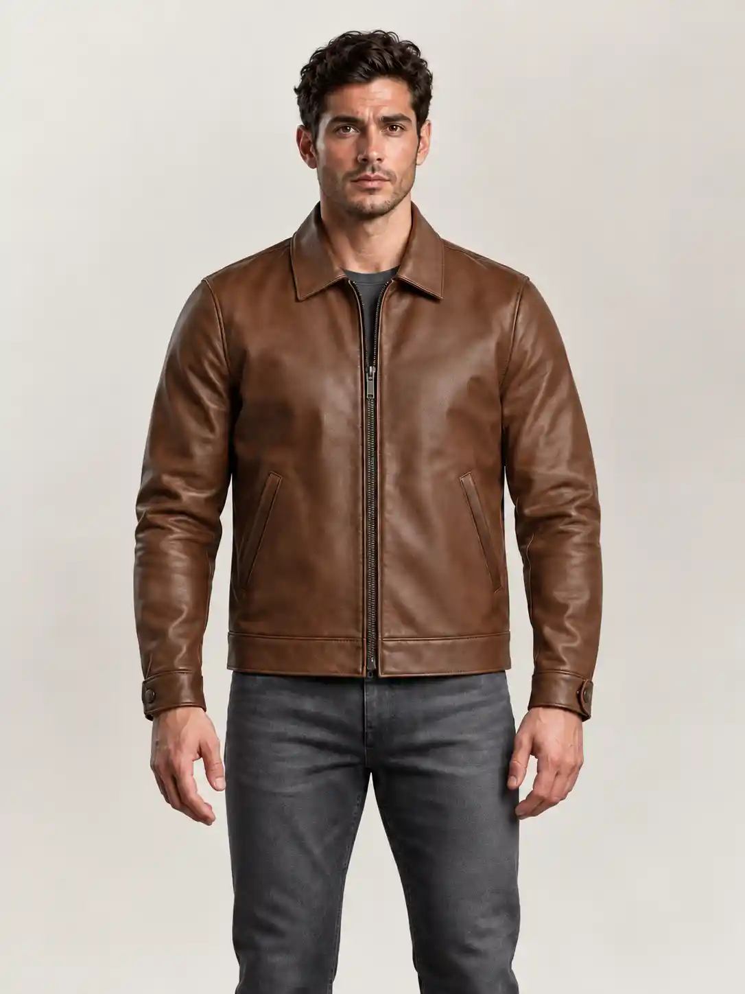 Men's Walnut Keanu Leather Jacket