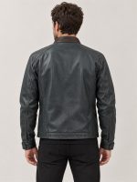 Men's Slate Leather Bomber Jacket