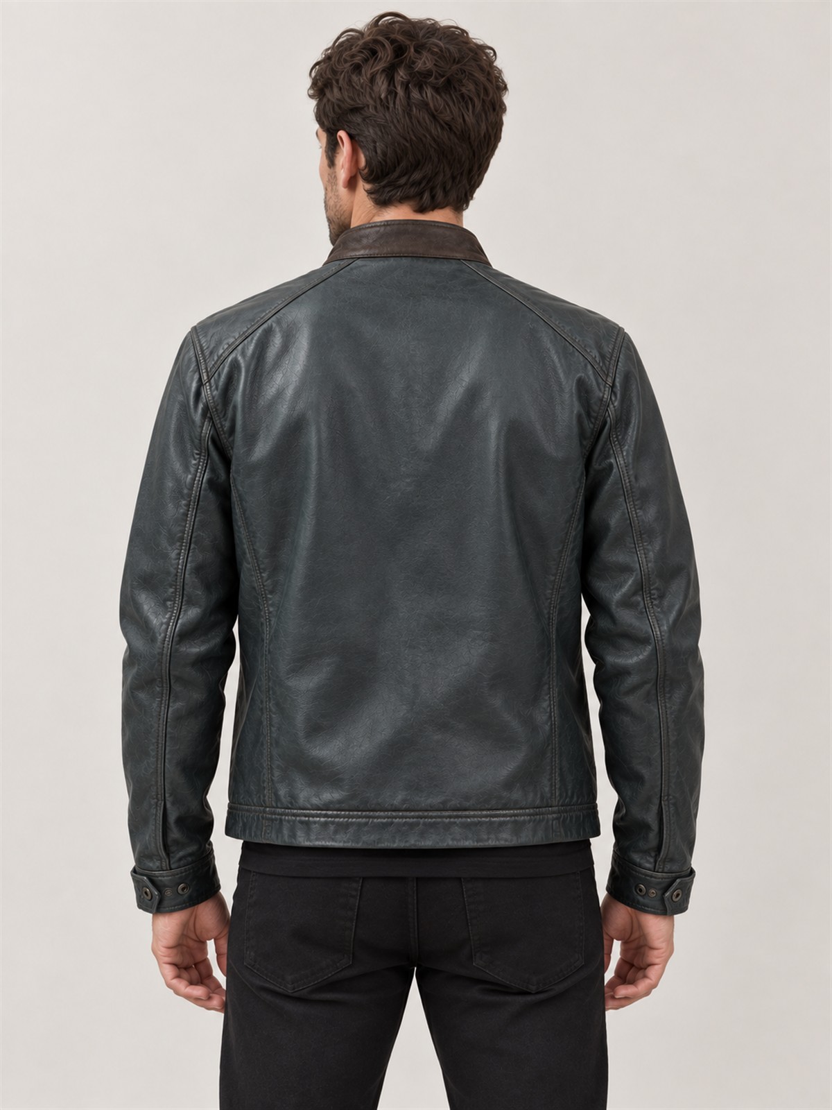Men's Slate Leather Bomber Jacket