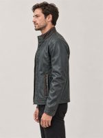 Men's Slate Leather Bomber Jacket