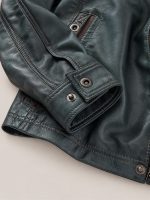 Men's Slate Leather Bomber Jacket