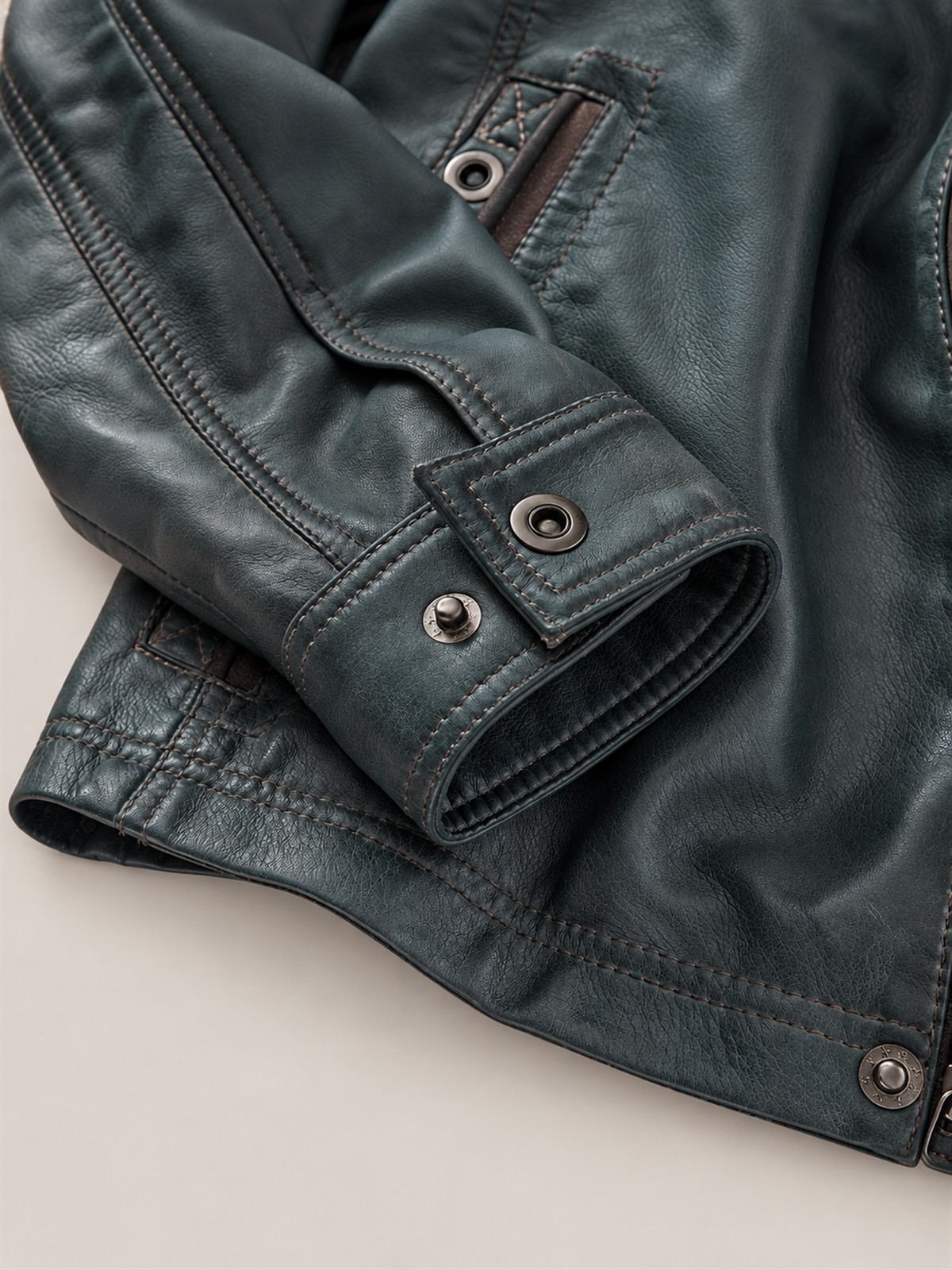 Men's Slate Leather Bomber Jacket