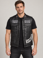 Men's SAMCRO Halloween Black Biker Vest