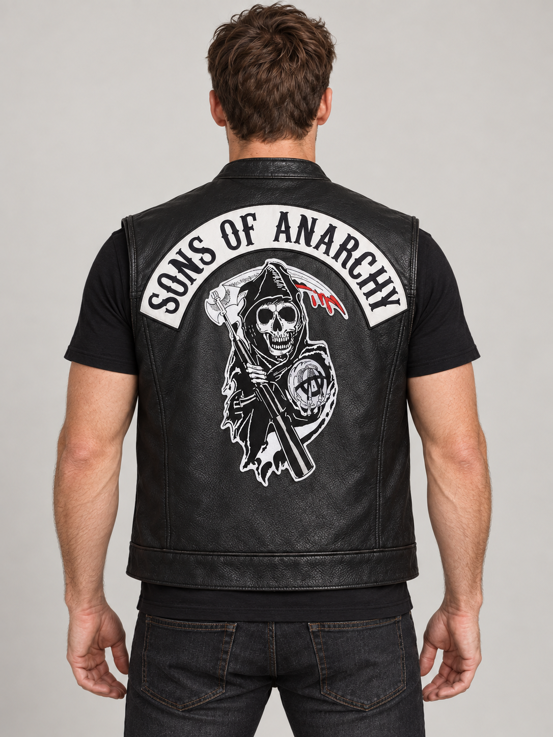 Men's SAMCRO Halloween Black Biker Vest