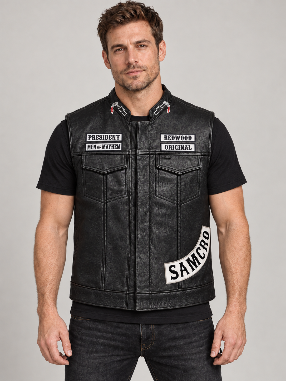 Men's SAMCRO Halloween Black Biker Vest