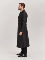 Men's Black Sherlock Holmes Double Breasted Wool Coat