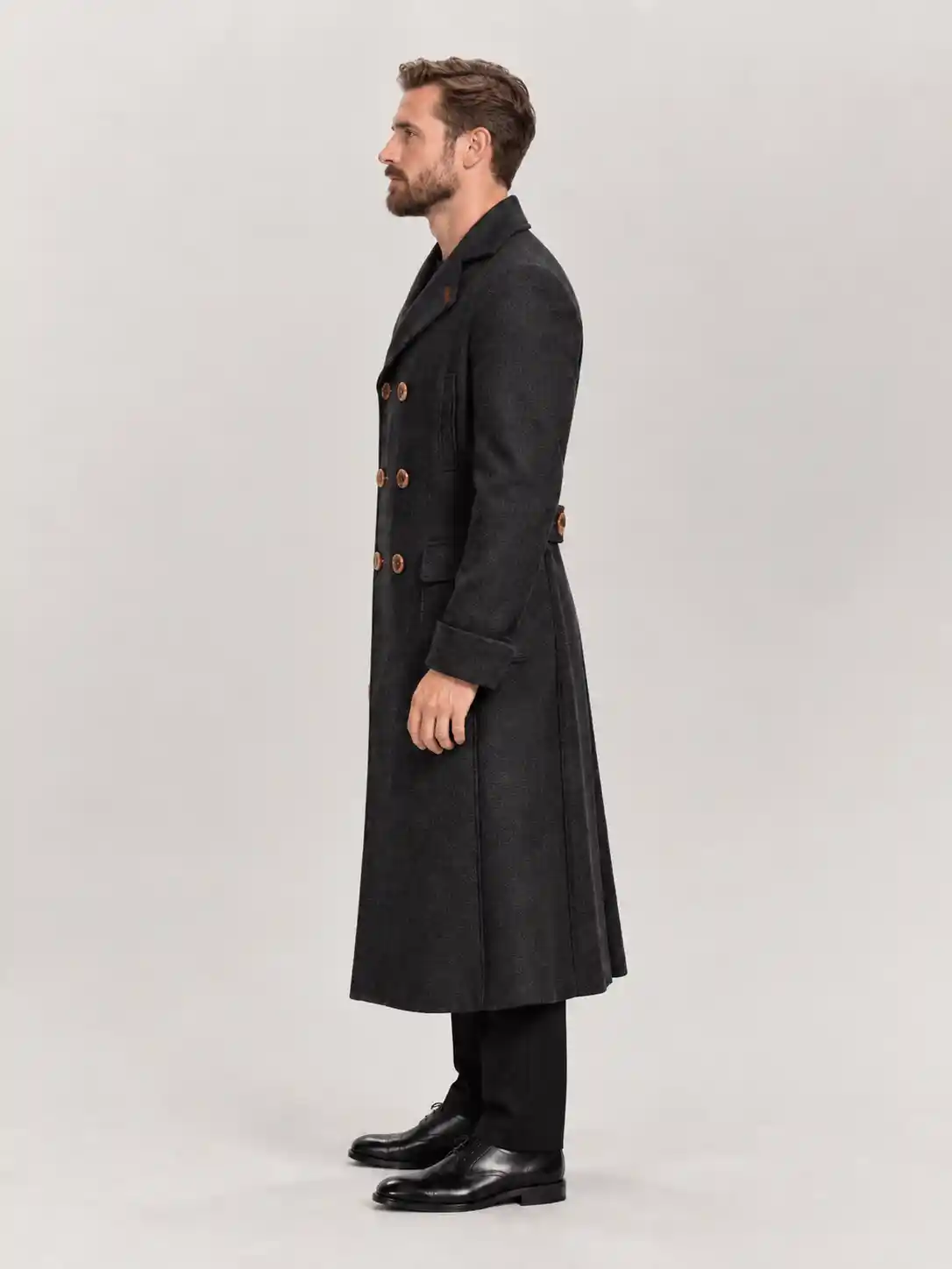 Men's Black Sherlock Holmes Double Breasted Wool Coat