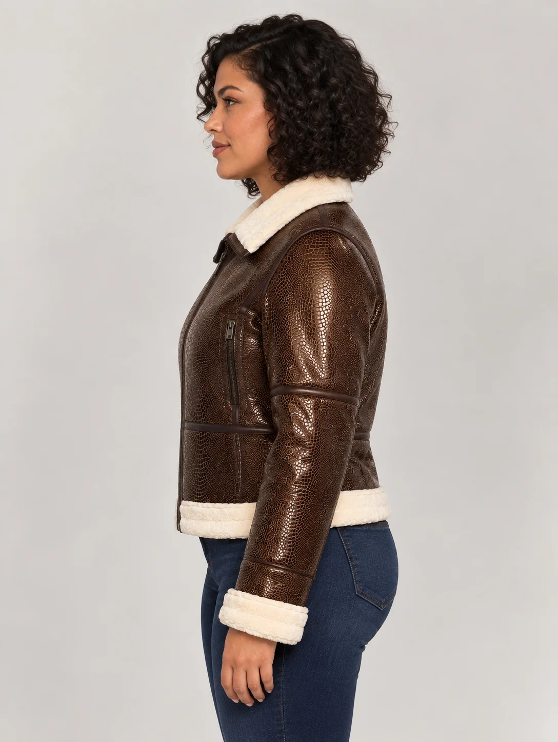 Women's Brown Snake Leather Jacket