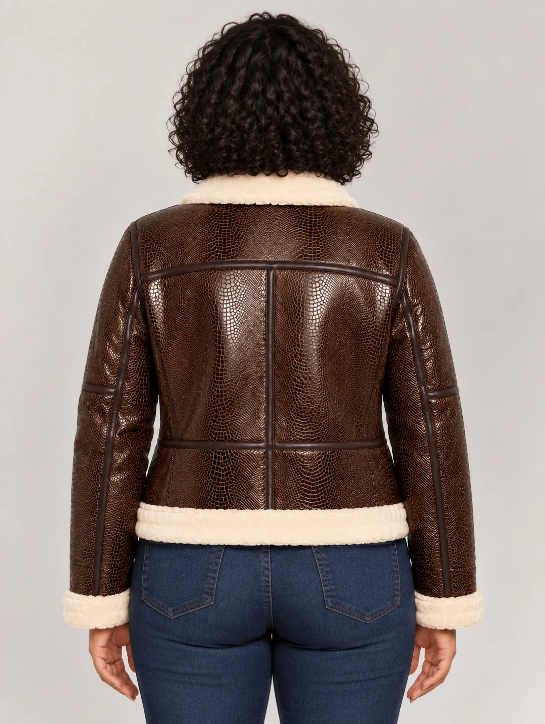 Women's Brown Snake Leather Jacket