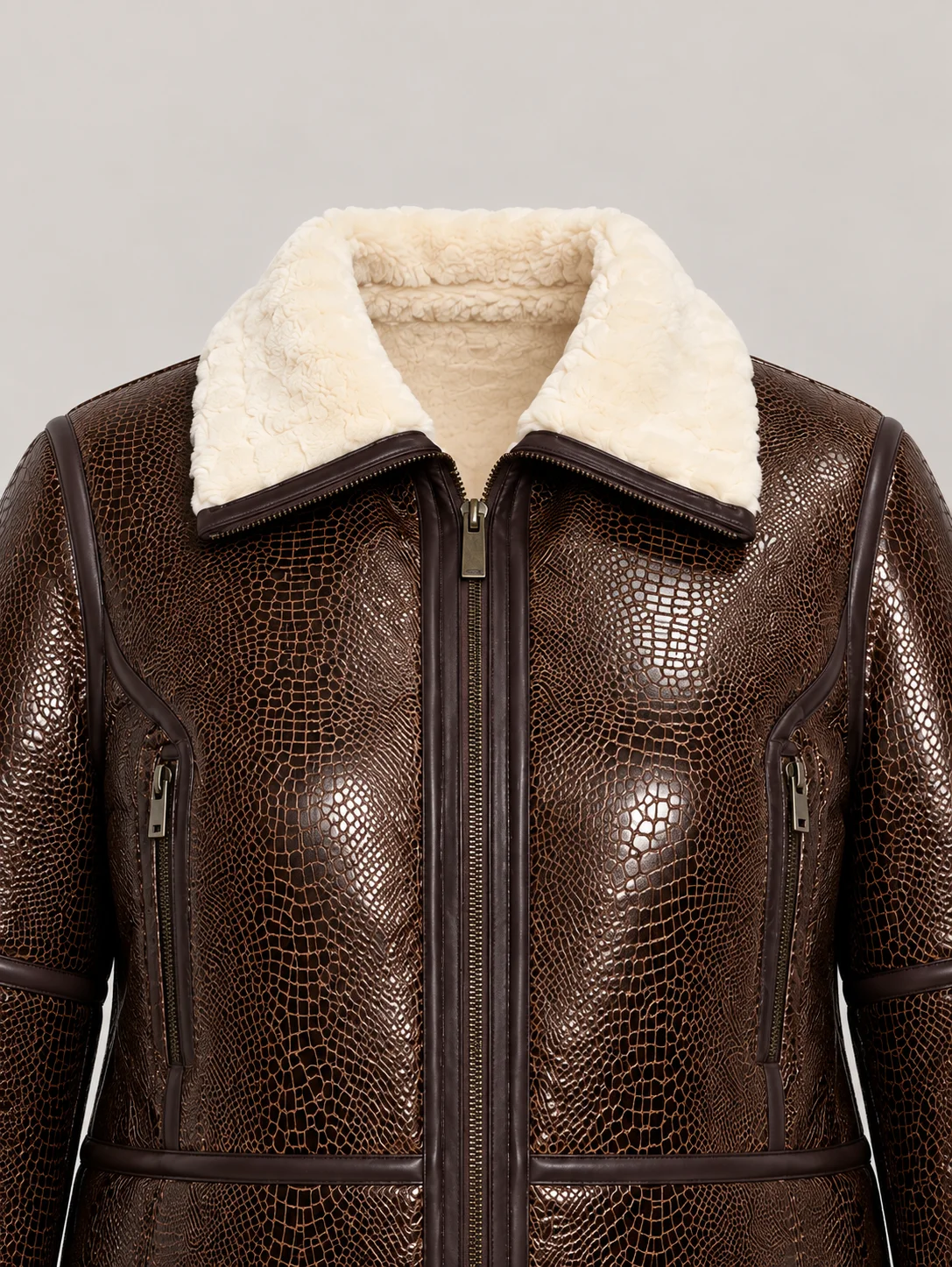Women's Brown Snake Leather Jacket
