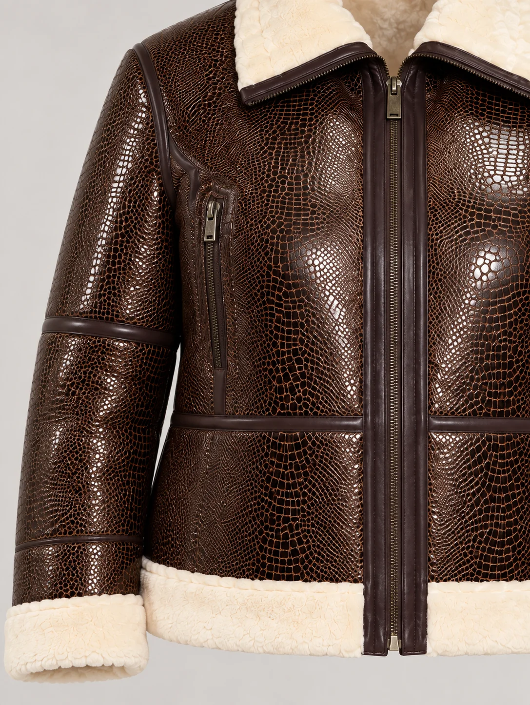 Women's Brown Snake Leather Jacket